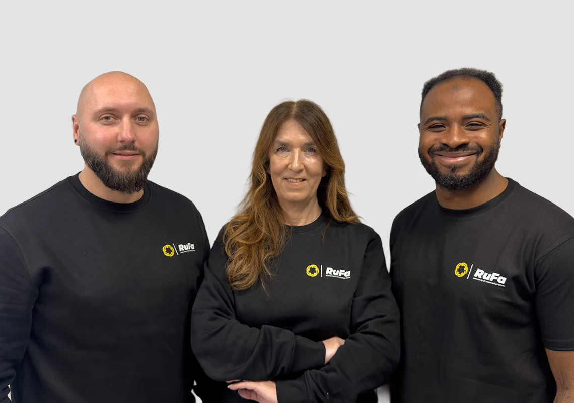 Teamfoto Kevin, Bärbel und Tunde